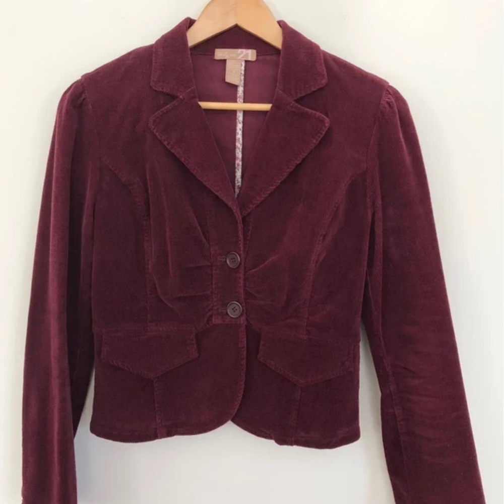 Forever 21 Burgundy Corduroy Blazer
